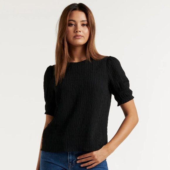 Monti puff sleeve blouse- black - Picture 1 of 5